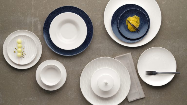 Porzellankollektion Purity von Bauscher mit den Dekoren Pearls Dark, Finest Loom und Pearls Light